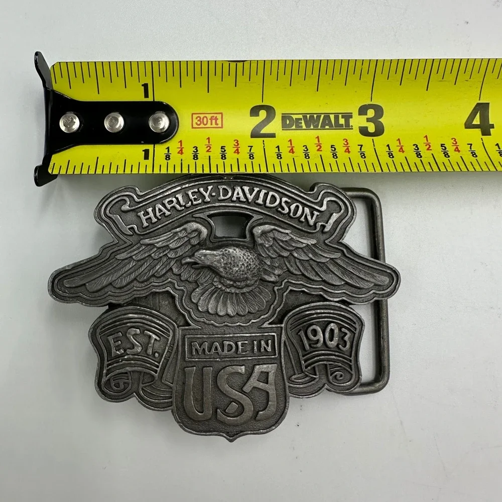 Harley Davidson Eagle Made in USA‎ Belt Buckle Vintage Pewter Moto